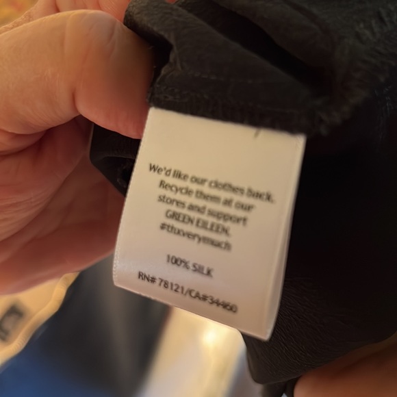 Eileen Fisher Size Large Black Silk Dress - Picture 4 of 4